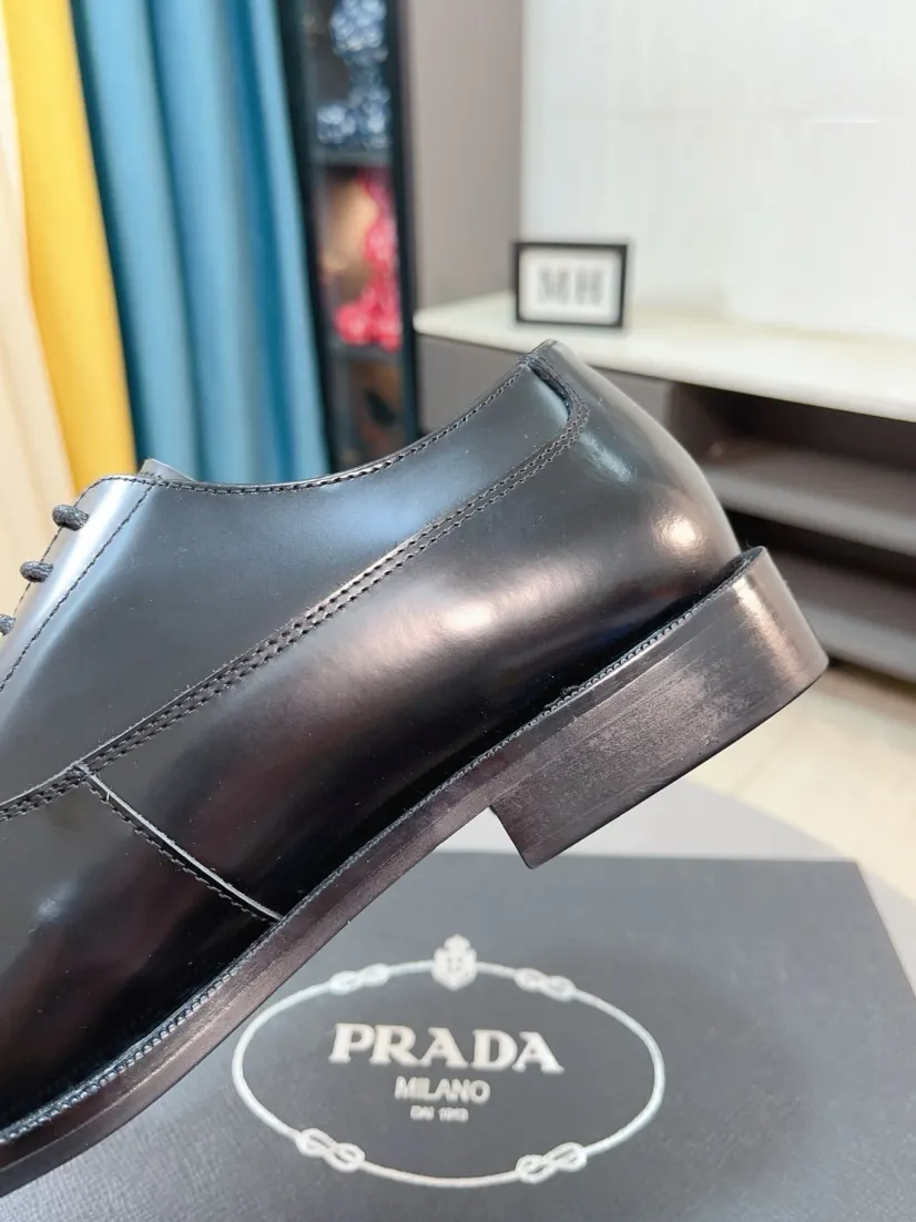 Men's shoes 💰540🌹🌹【PRADA Leather Shoes】Top purchasing agent Original imported Italian custom cowhide leather surface, fully imported water-dyed breathable cowhide lining, original factory special molded sole super comfortable, size: 38-44